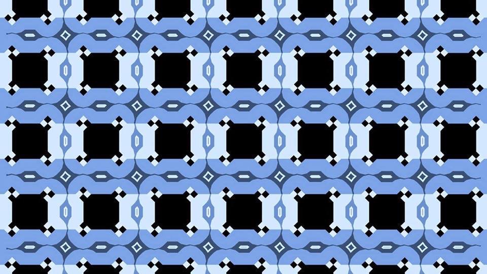 Color illusion with horizontal stripes that makes similar circles appear to change color