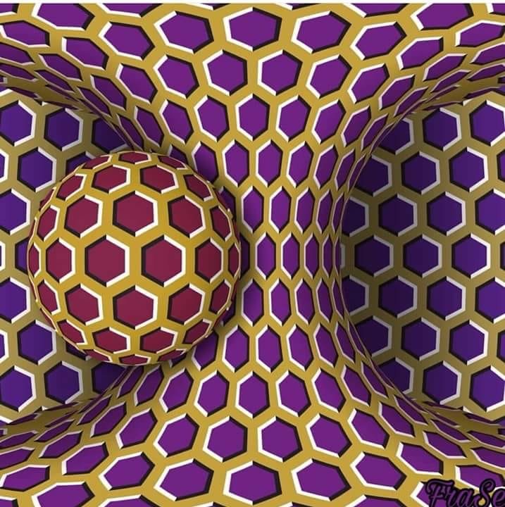 Three-dimensional honeycomb illusion with depth emerging from a flat patterned surface